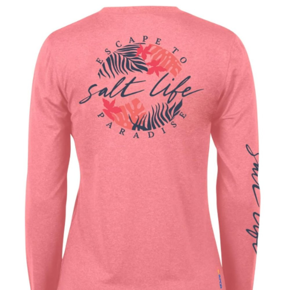 Salt Life Women's Oasis Long Sleeve Performance Shirt in Coral Heather